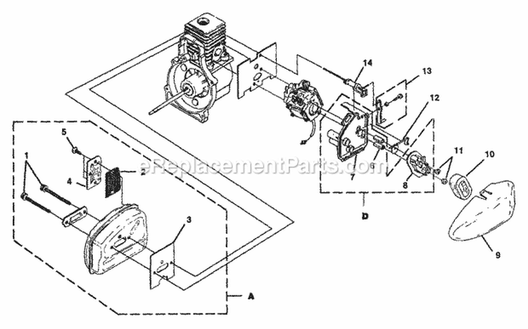 Muffler-AirCleaner Diagram and Parts List for UT-20683  Homelite Trimmer