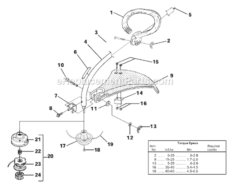Page E Diagram and Parts List for UT-20693  Homelite Trimmer