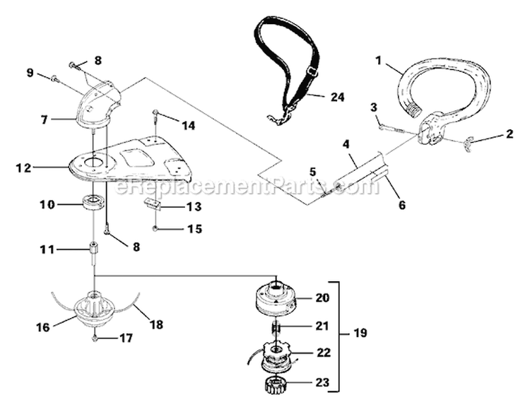 Page E Diagram and Parts List for UT-20699  Homelite Trimmer