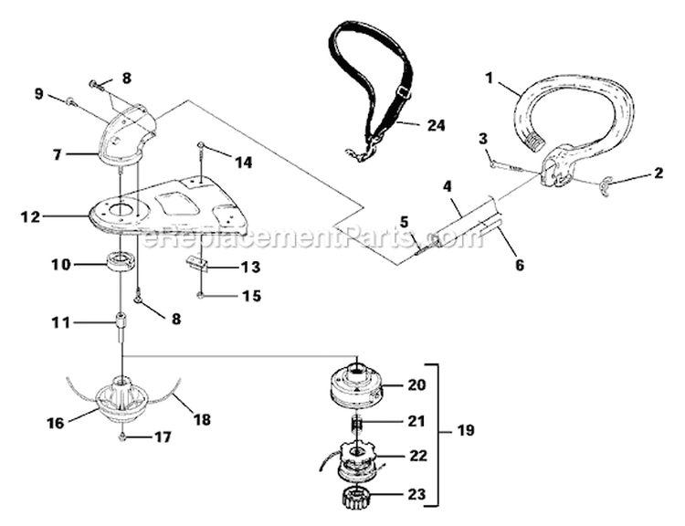 Page E Diagram and Parts List for UT-20703  Homelite Trimmer