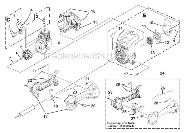 Page C Diagram and Parts List for UT-20704  Homelite Trimmer