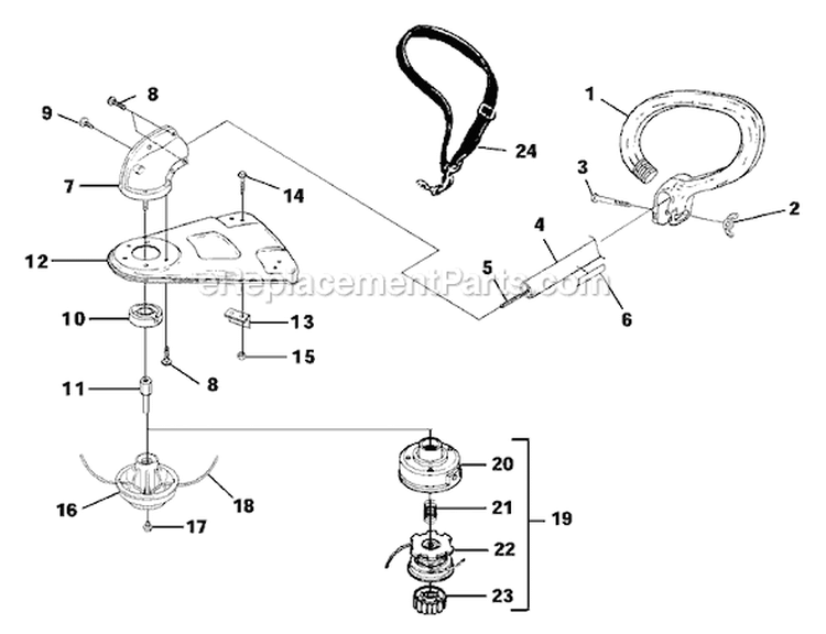 Page E Diagram and Parts List for UT-20704  Homelite Trimmer
