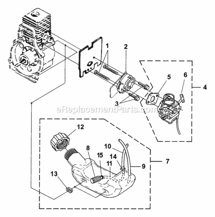 Carburetor_-_Fuel_Tank Diagram and Parts List for UT-20717  Homelite Trimmer