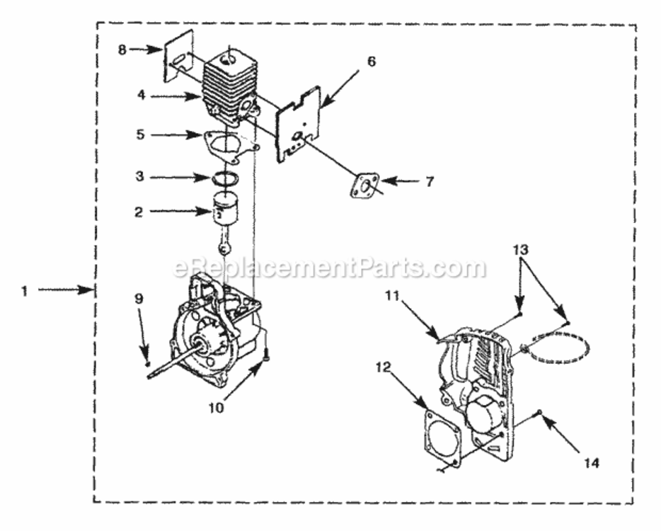 Engine_Internal Diagram and Parts List for UT-20718  Homelite Trimmer