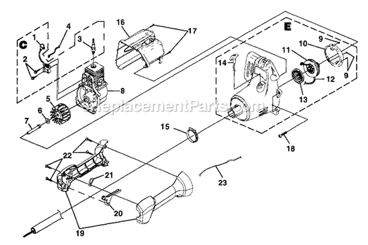 Page C Diagram and Parts List for UT-20724  Homelite Trimmer