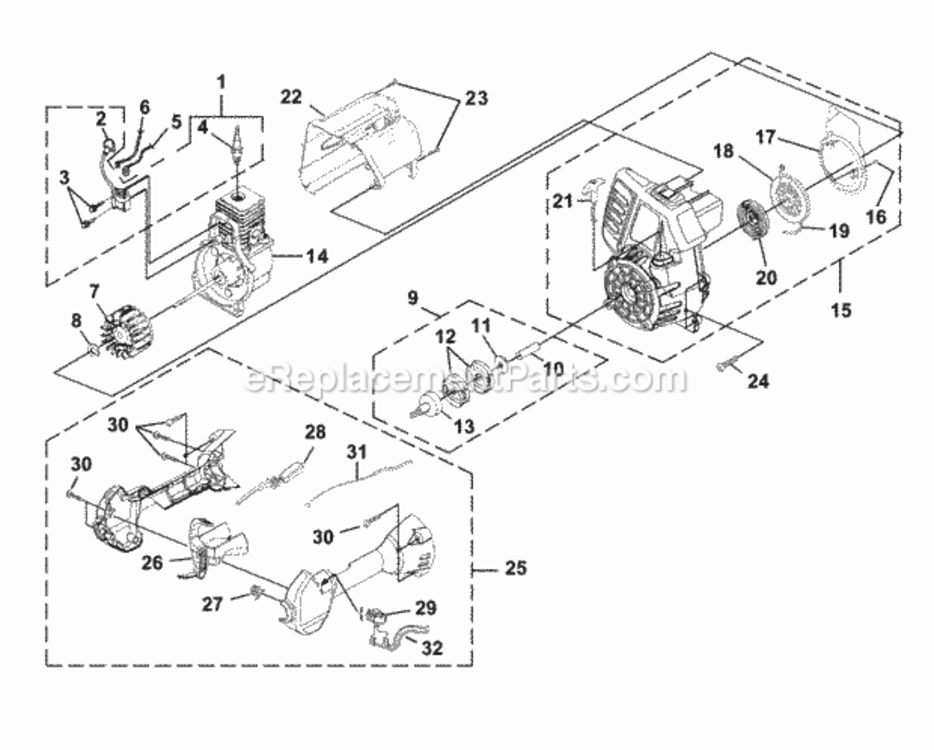 Page H Diagram and Parts List for UT-20725  Homelite Trimmer