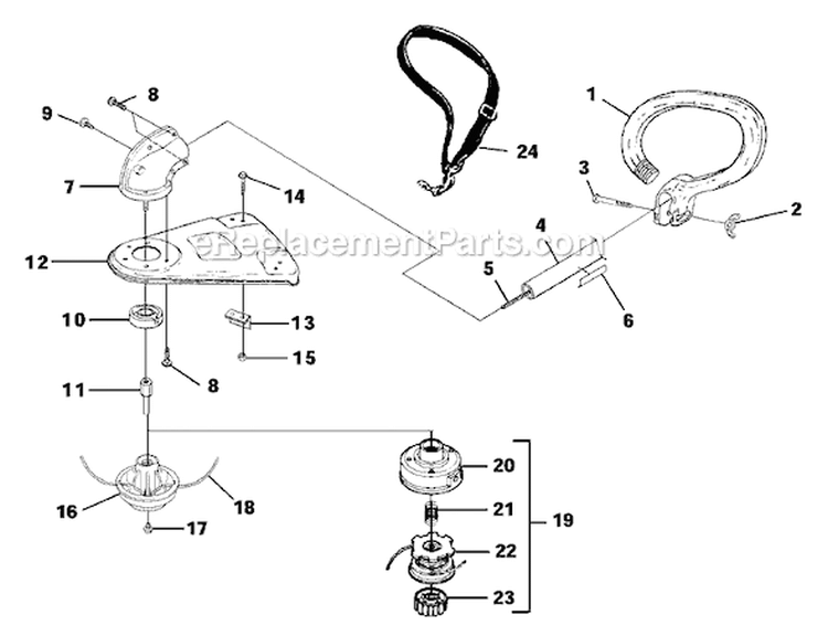 Page E Diagram and Parts List for UT-20730  Homelite Trimmer