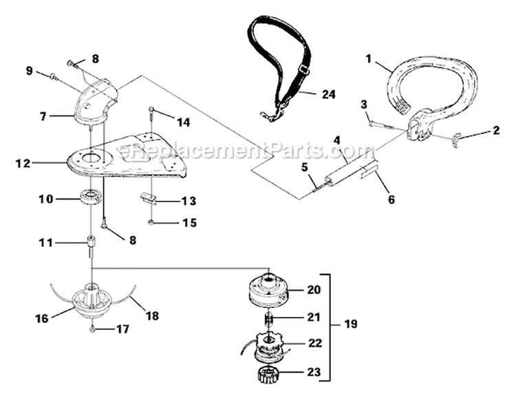 Page E Diagram and Parts List for UT-20738  Homelite Trimmer