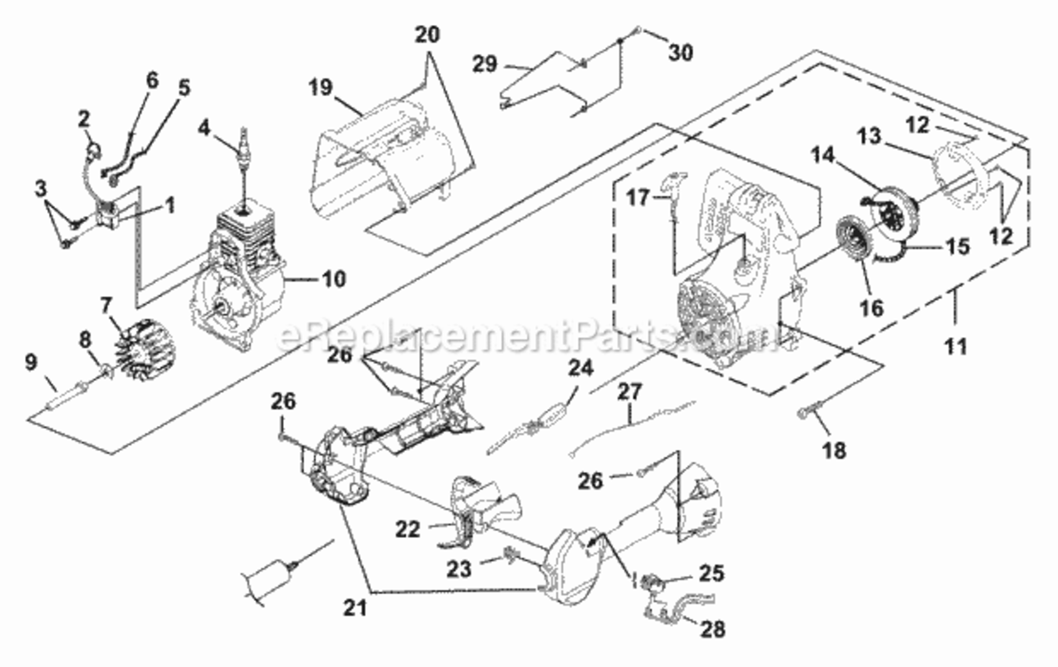 Ignition_-_Rotor_-_Starter Diagram and Parts List for UT-20746  Homelite Trimmer