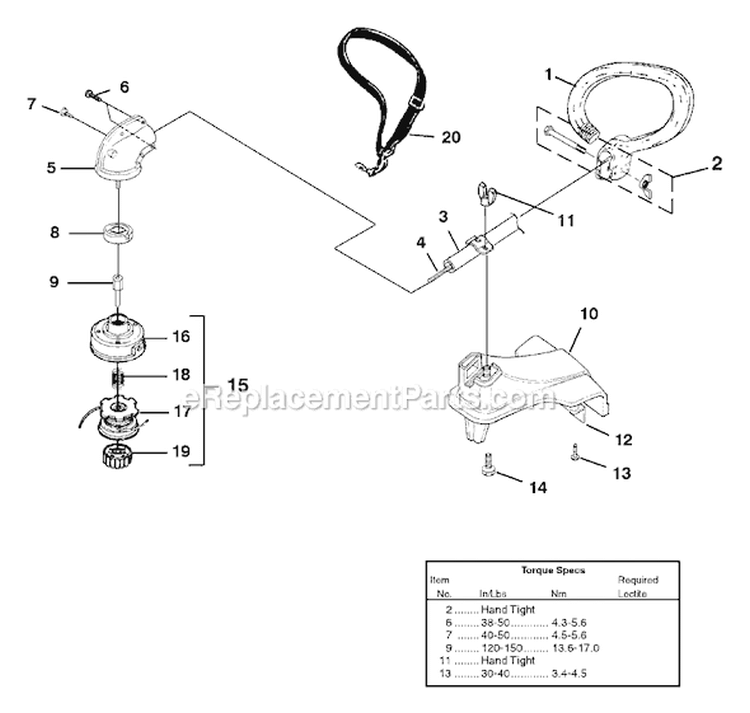Page E Diagram and Parts List for UT-20749  Homelite Trimmer