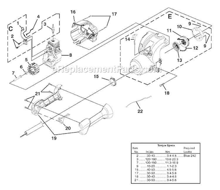 Page C Diagram and Parts List for UT-20758  Homelite Trimmer