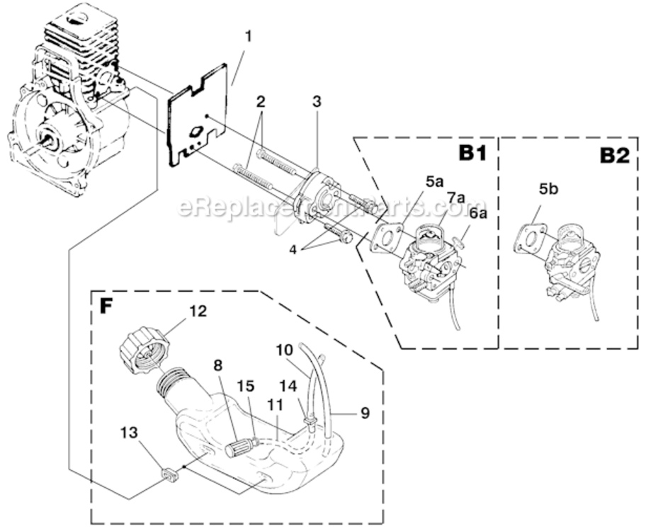 Carburetorá-áFueláTank Diagram and Parts List for UT-20760 S/N MB0849999 Homelite Trimmer