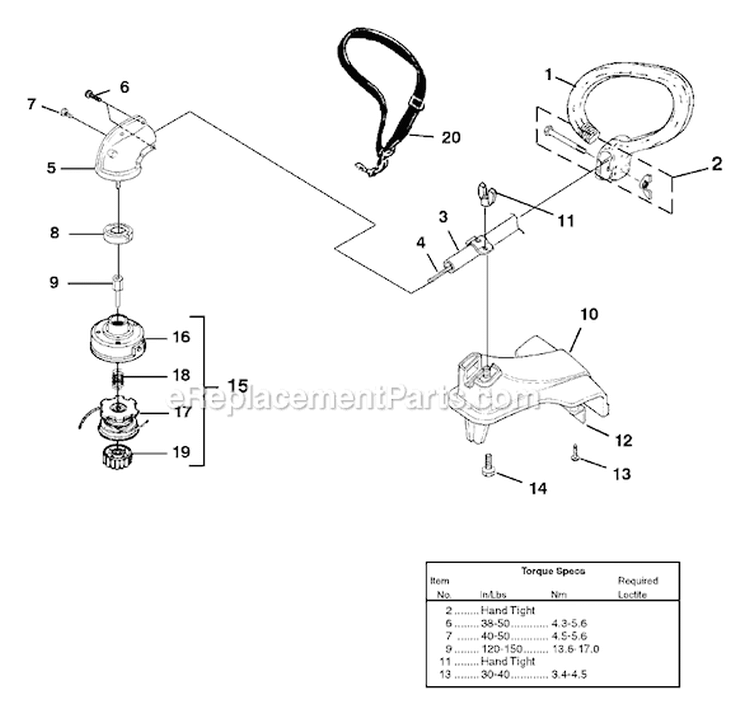 Page E Diagram and Parts List for UT-20769-A  Homelite Trimmer