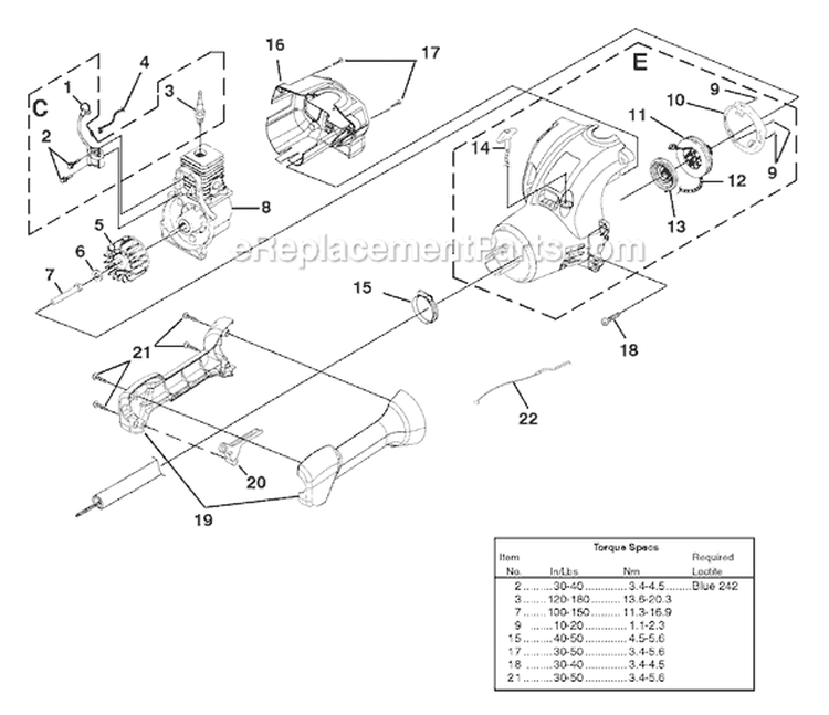 Page C Diagram and Parts List for UT-20769  Homelite Trimmer