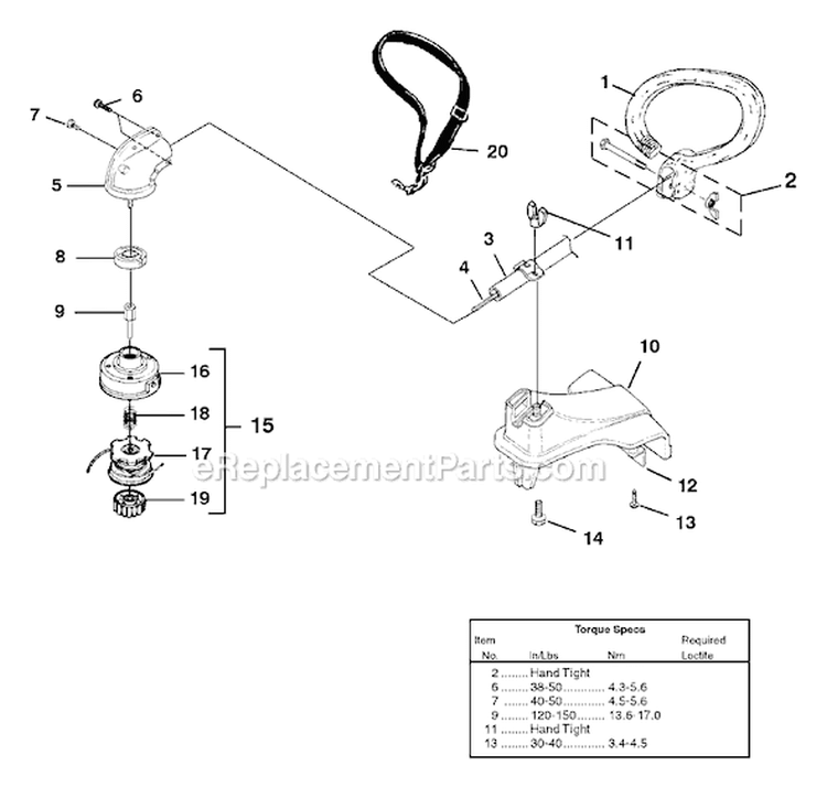 Page E Diagram and Parts List for UT-20769  Homelite Trimmer