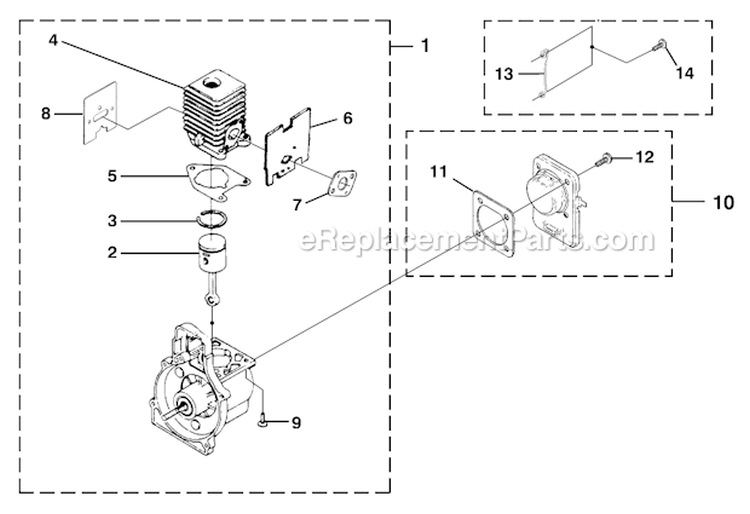 Engine Internal Diagram and Parts List for UT-20772  Homelite Trimmer