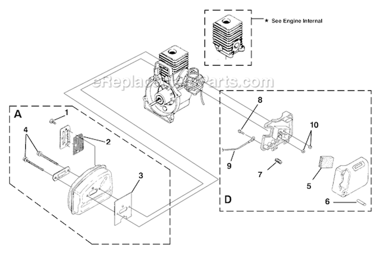 Muffler-Air Cleaner Diagram and Parts List for UT-20772  Homelite Trimmer