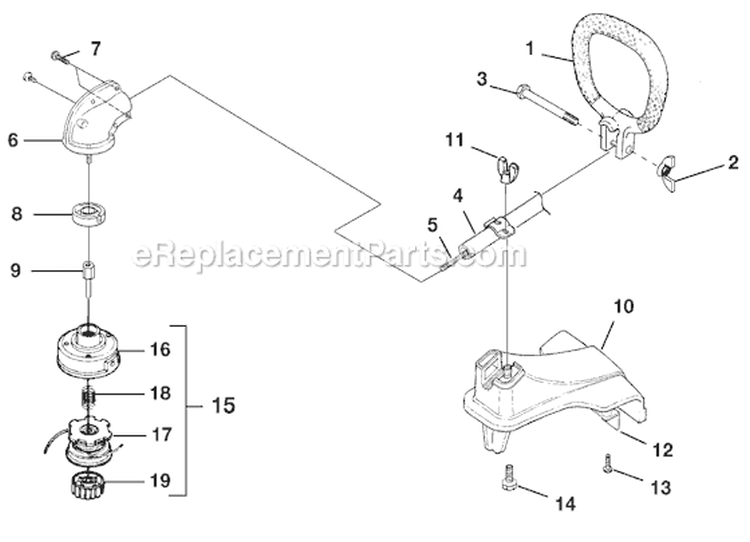 Page E Diagram and Parts List for UT-20777  Homelite Trimmer