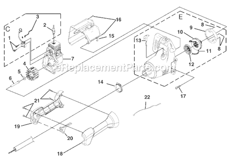 Page C Diagram and Parts List for UT-20778  Homelite Trimmer