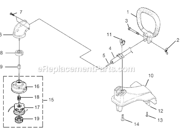 Page E Diagram and Parts List for UT-20778  Homelite Trimmer