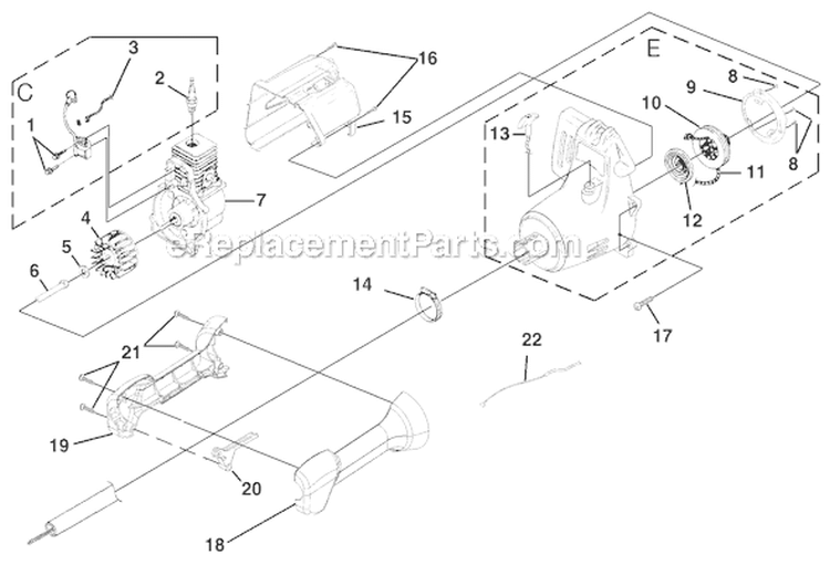Page C Diagram and Parts List for UT-20779  Homelite Trimmer