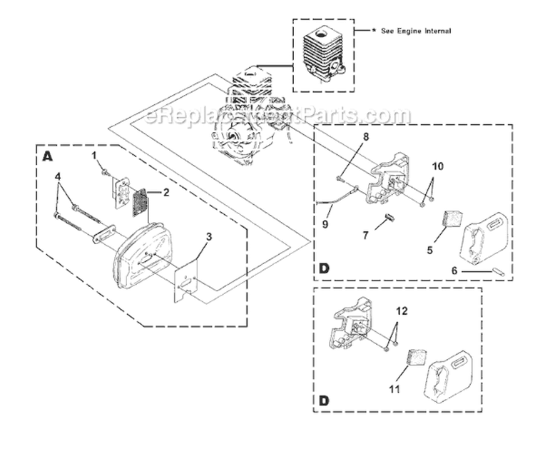 Page D Diagram and Parts List for UT-20780  Homelite Trimmer