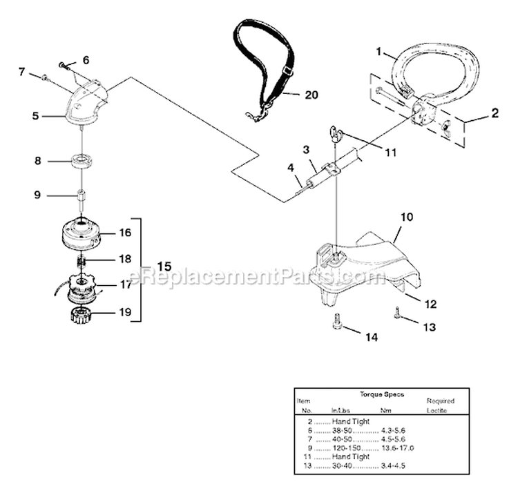Page E Diagram and Parts List for UT-20785  Homelite Trimmer