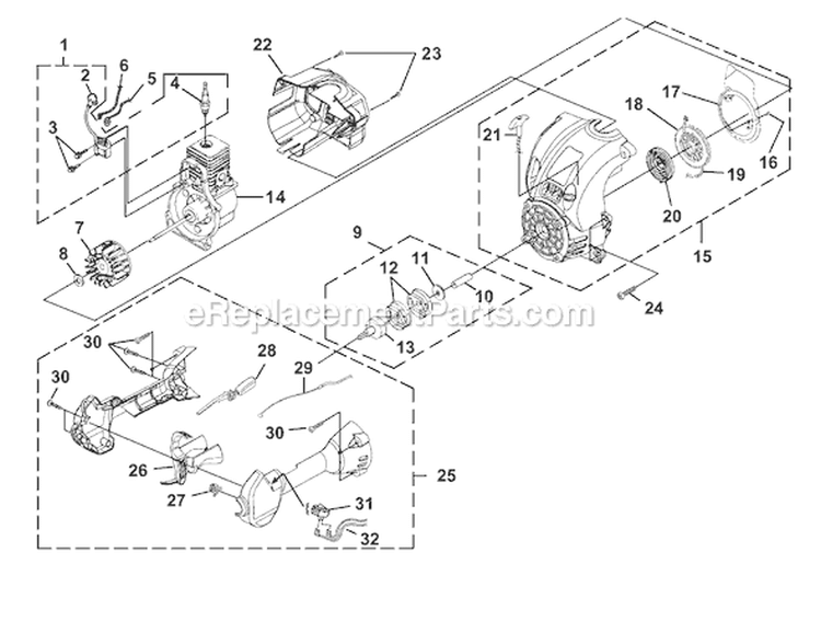 Page C Diagram and Parts List for UT-20837  Homelite Trimmer