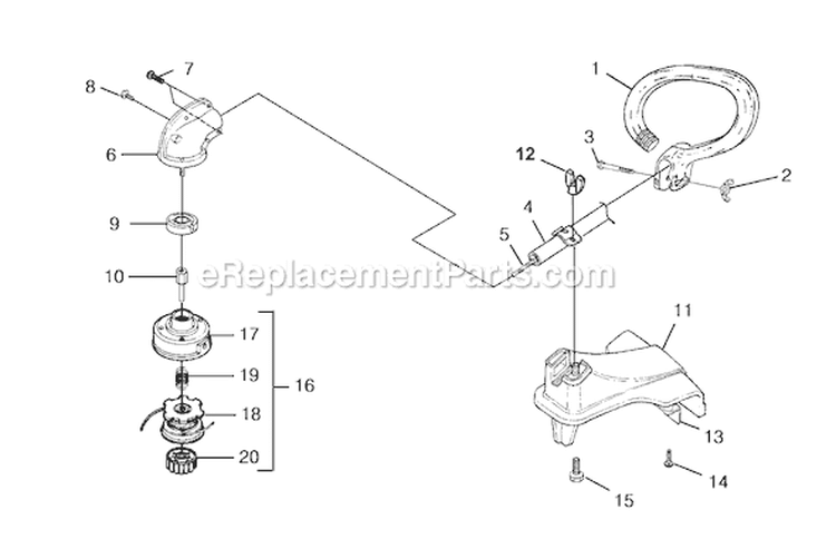 Page E Diagram and Parts List for UT-20837  Homelite Trimmer