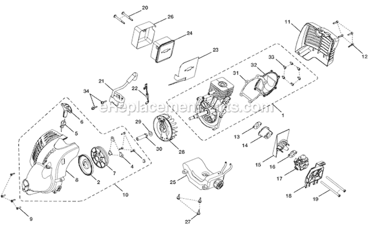 Page C Diagram and Parts List for UT-21004  Homelite Trimmer