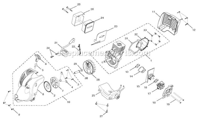 Page B Diagram and Parts List for UT-21044  Homelite Trimmer