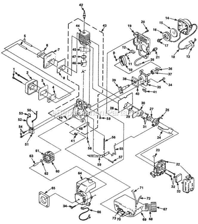 Engine Diagram and Parts List for UT-22089-C  Homelite Hedge Trimmer