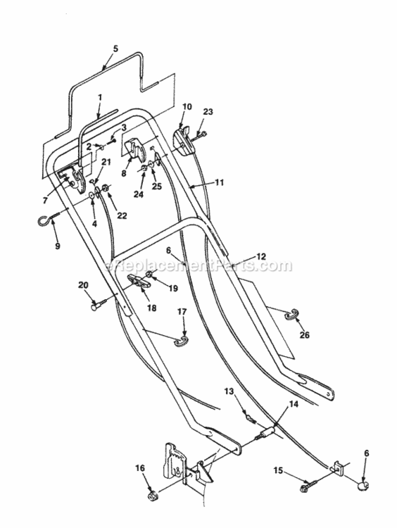 Handles_And_Controls Diagram and Parts List for UT-30079  Homelite Lawn Mower