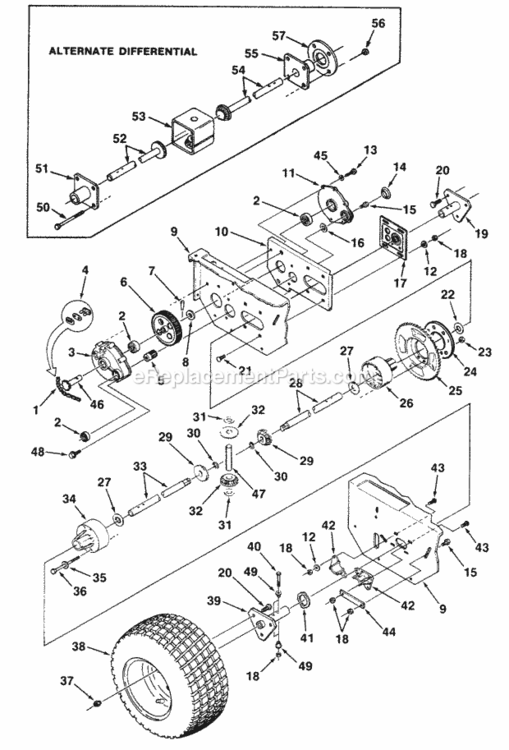 Differential_And_Gearbox Diagram and Parts List for UT-32002  Homelite Lawn Tractor