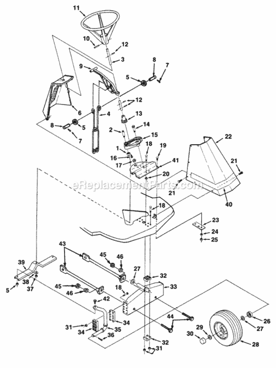 Steering_Assembly Diagram and Parts List for UT-32002  Homelite Lawn Tractor