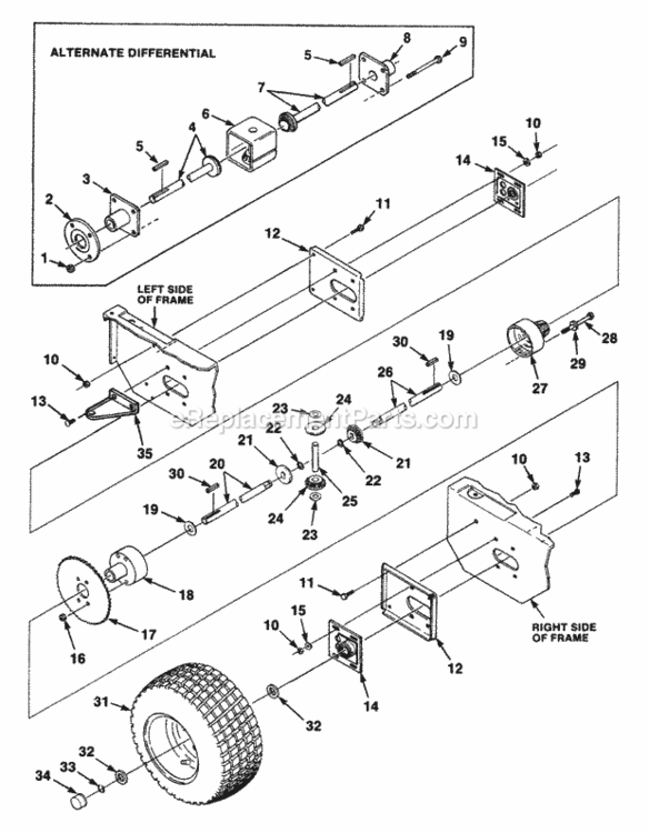 Differential_Gearbox Diagram and Parts List for UT-32015  Homelite Lawn Tractor