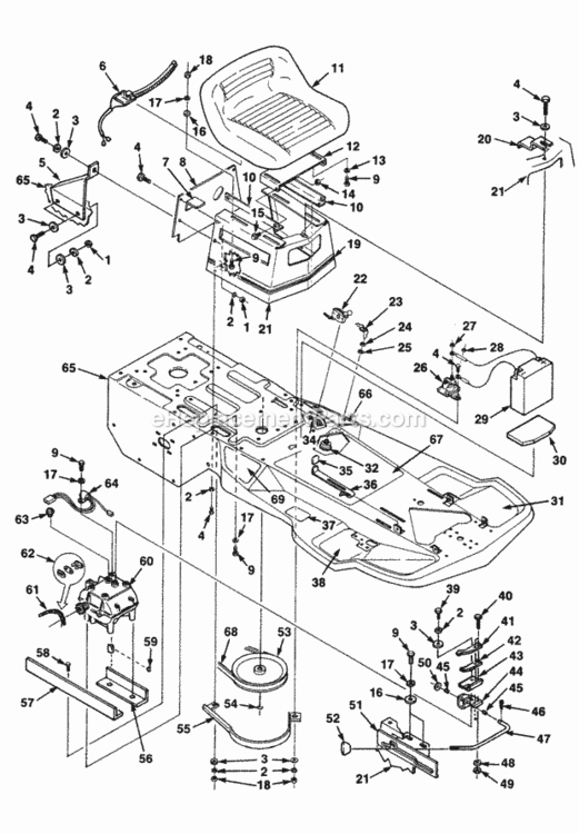 Frame Diagram and Parts List for UT-32015  Homelite Lawn Tractor