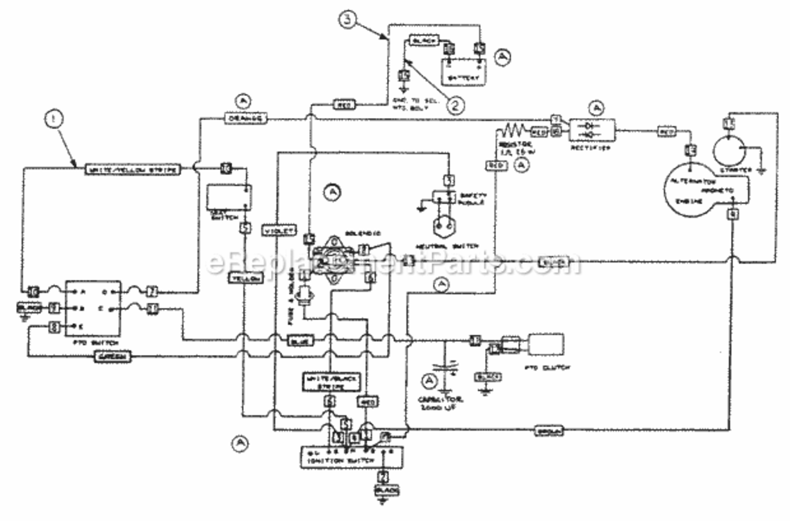 Wiring_Diagram_Electric_Start Diagram and Parts List for UT-32016-A  Homelite Lawn Tractor