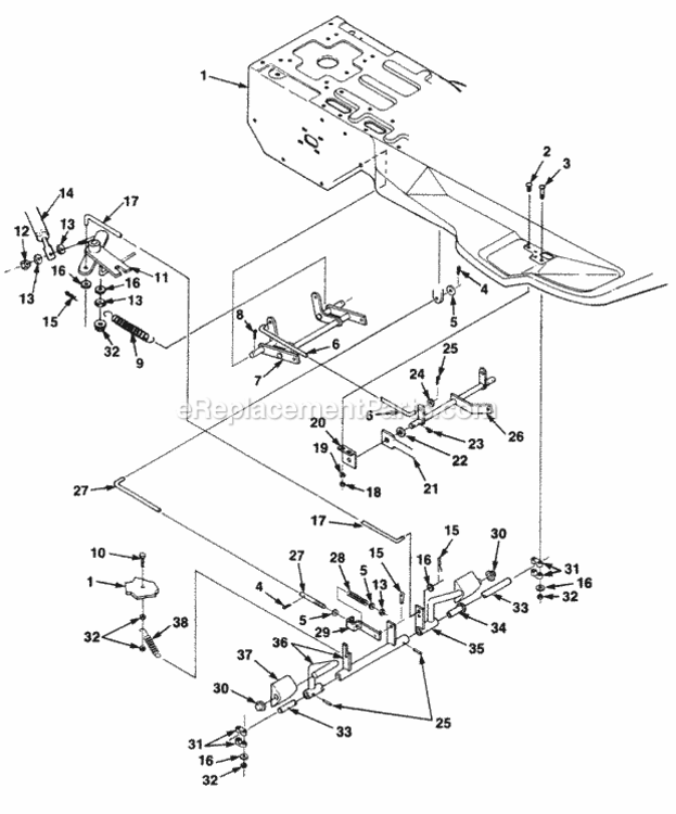 Clutch_And_Brake Diagram and Parts List for UT-32017-B  Homelite Lawn Tractor