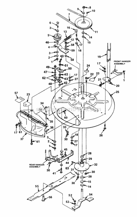 Mower Diagram and Parts List for UT-32017-B  Homelite Lawn Tractor
