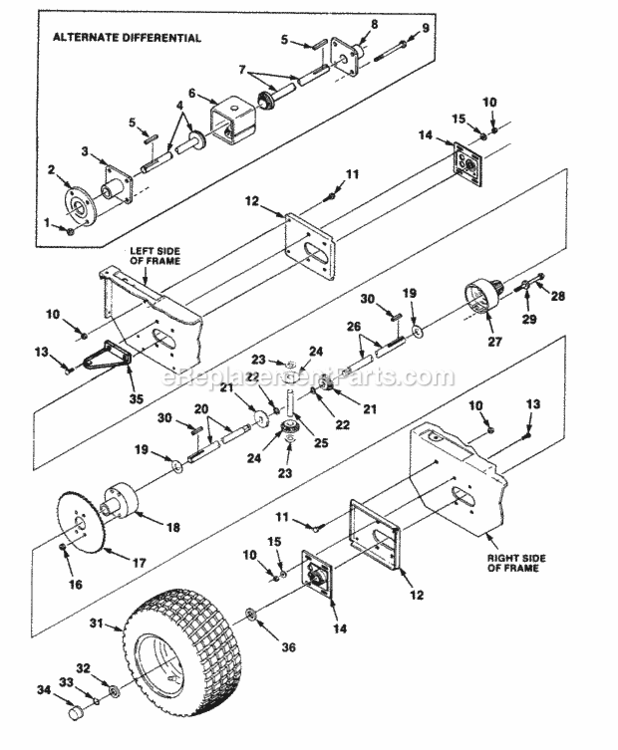 Differential Diagram and Parts List for UT-32018-A  Homelite Lawn Tractor