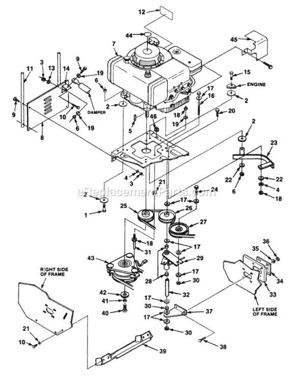 Engine_And_Drive Diagram and Parts List for UT-32018-A  Homelite Lawn Tractor