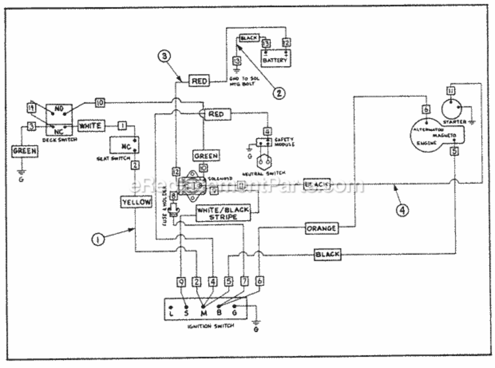 Wiring_Diagram_Electrical_Start Diagram and Parts List for UT-32023-A  Homelite Lawn Tractor