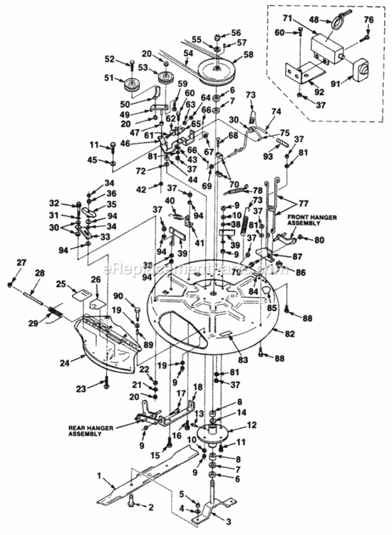 Mower Diagram and Parts List for UT-32024-A  Homelite Lawn Tractor