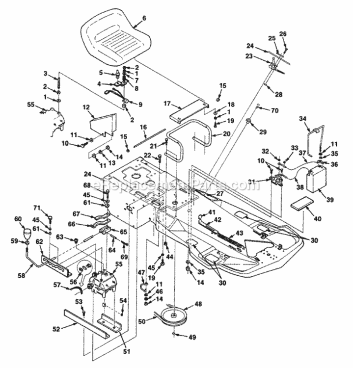 Frame Diagram and Parts List for UT-32024  Homelite Lawn Tractor