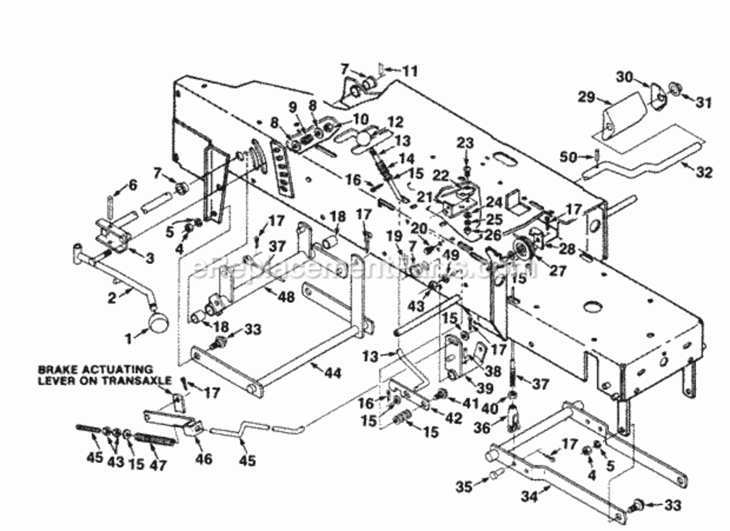 Lift_Brake_And_Clutch_Linkage Diagram and Parts List for UT-33004-A  Homelite Lawn Tractor