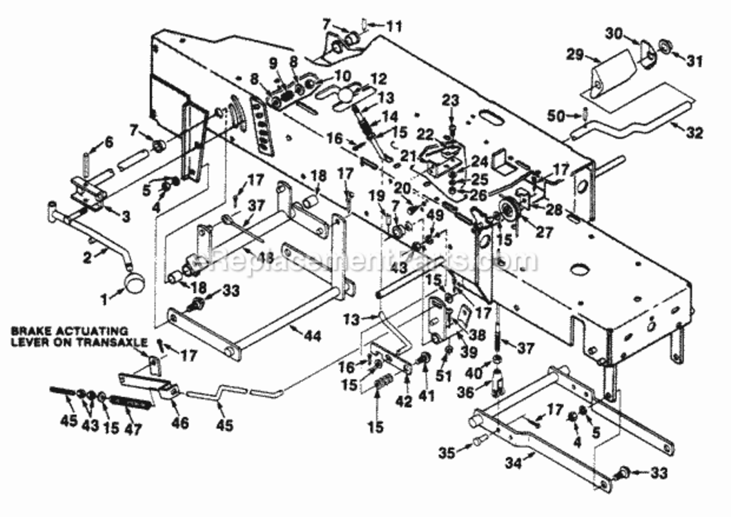 Lift_Brake_And_Clutch_Linkage Diagram and Parts List for UT-33005-D  Homelite Lawn Tractor