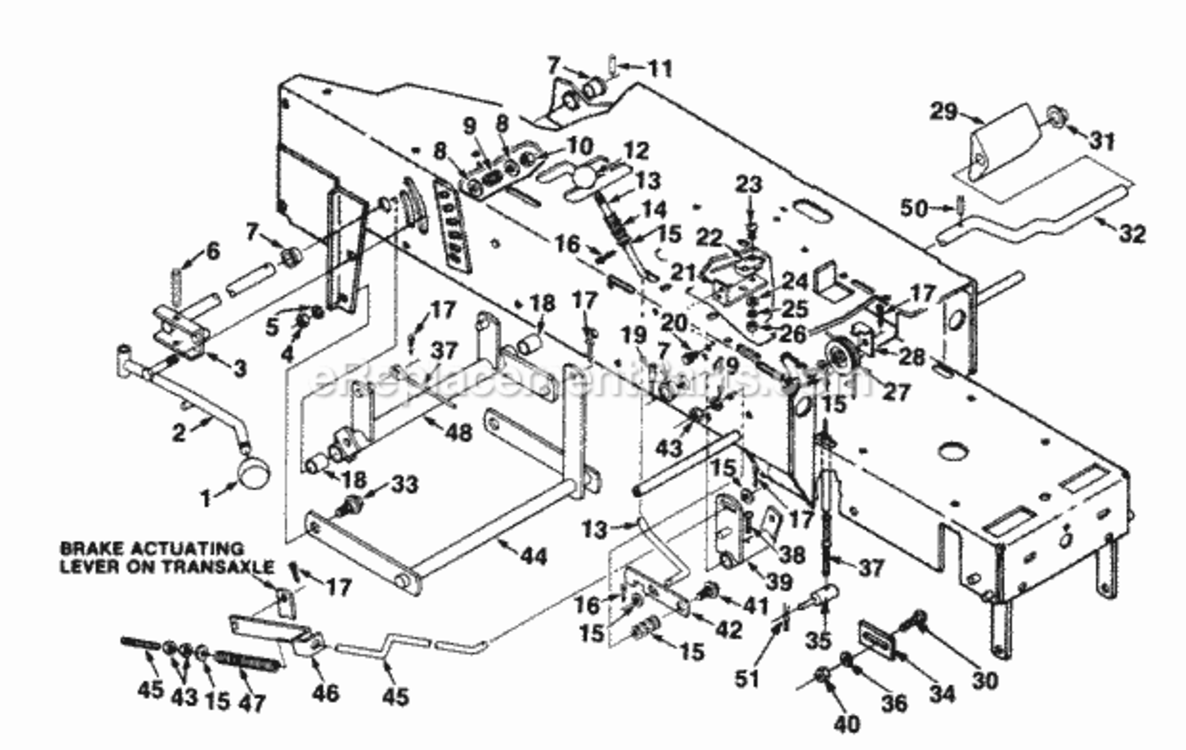 Lift_Brake_And_Clutch_Linkage Diagram and Parts List for UT-33009  Homelite Lawn Tractor