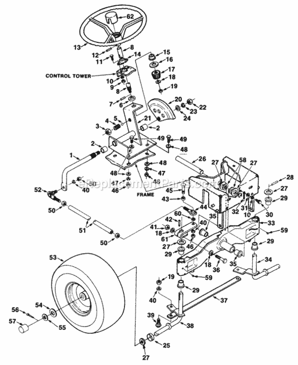 Steering_Linkage Diagram and Parts List for UT-33010  Homelite Lawn Tractor
