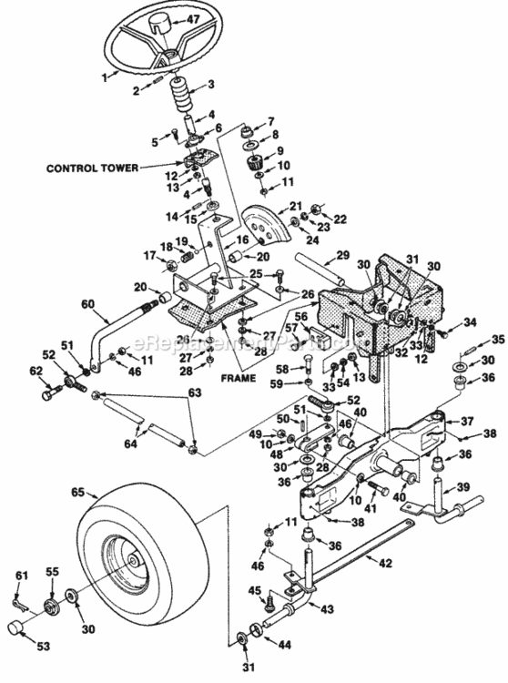 Steering_Linkage Diagram and Parts List for UT-33018  Homelite Lawn Tractor
